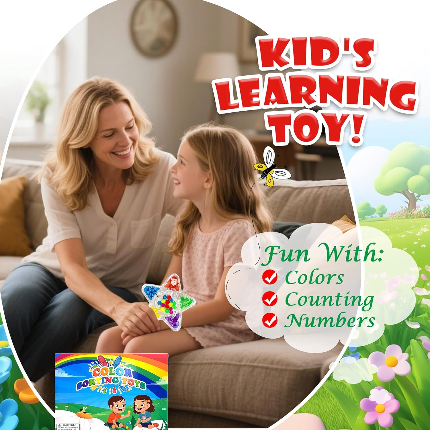 Color Sorting Sensory Toys for Toddlers-Fine Motor Skill Color Matching Montessori Toy-Preschool Educational Calm down Fidget Travel Essential Toy for ADHD Autism Kids -Christmas Stocking Stuffer Gift image number 2