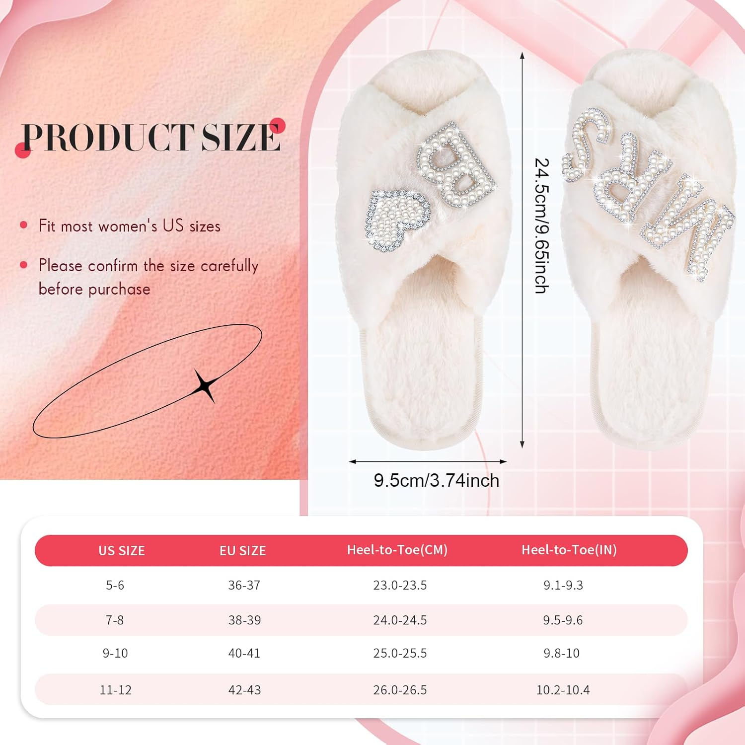 Tarpop Women'S Fuzzy Cross Slippers Bride Wedding Slippers Gift Open Toe House Slipper Bedroom Shoe Indoor Outdoor image number 5