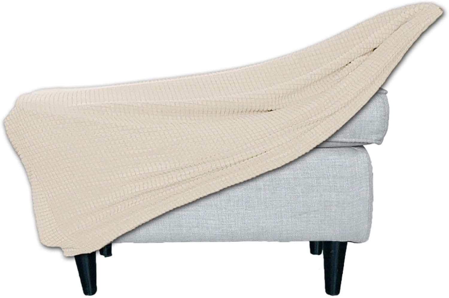 Stretch Ottoman Cover Slipcover Rectangle Small/Large Footrest Sofa Slipcovers Stool Covers Footstool Protector Covers Removable Washable(Black,Large)