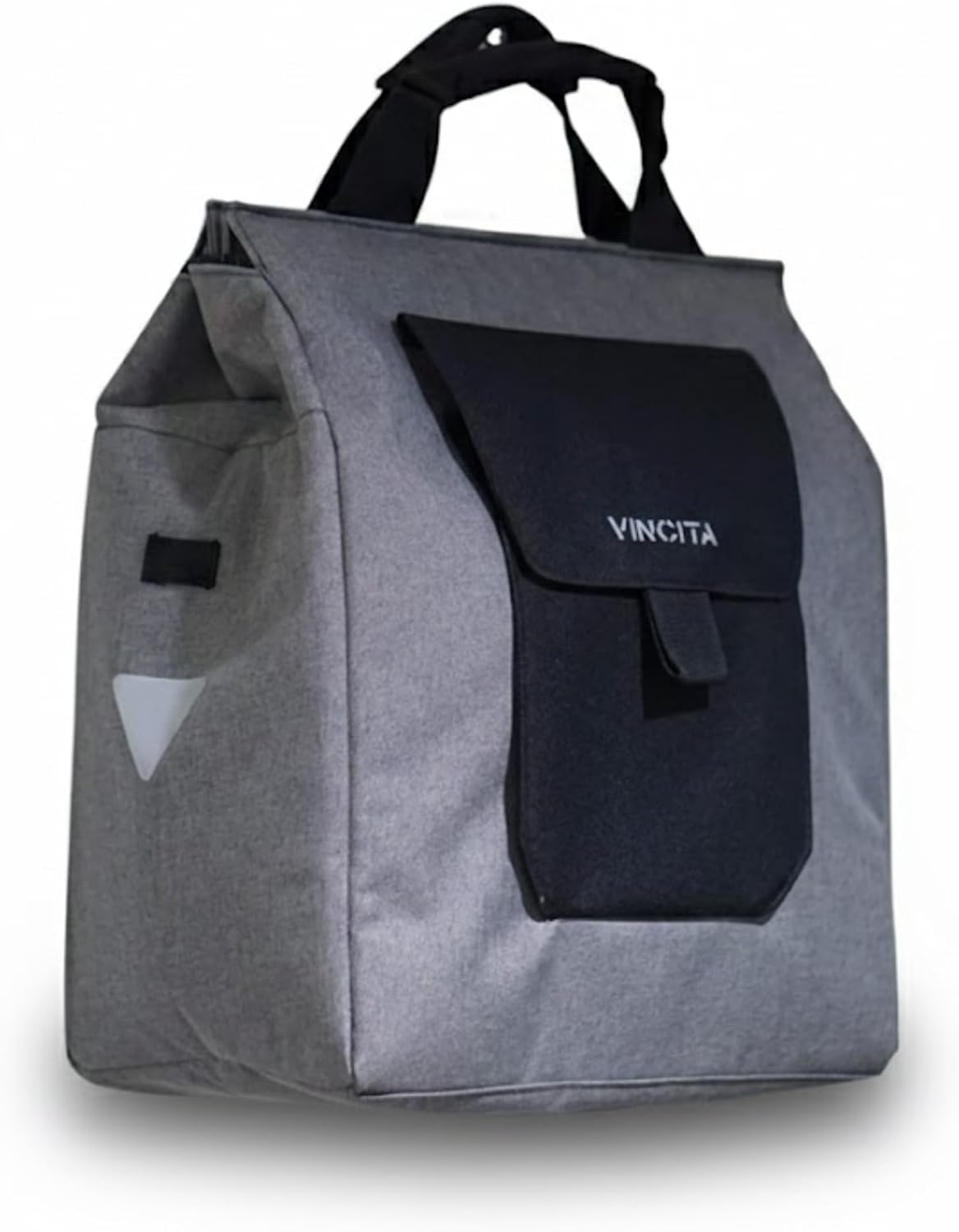 Vincita Jess Bicycle Grocery Pannier - Bike Shopping Bag for Urban Commuter with Large Capacity, Handle and Reflective Spots- Modern Stylish Design for All Bikes (Gray)