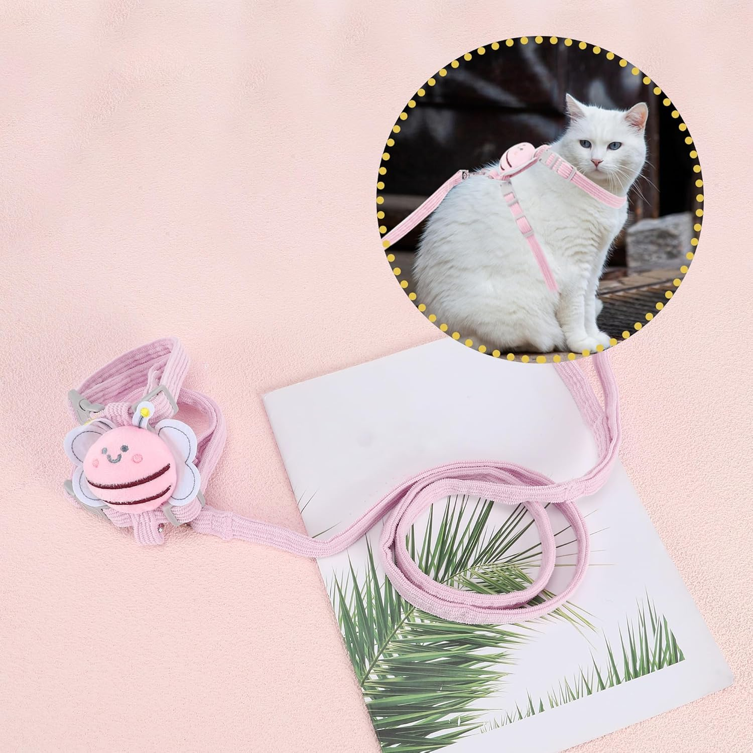 CAPASTEC Easy Control Dog Harness Set, Cat Harness and Leash Set, Medium, Pink image number 1