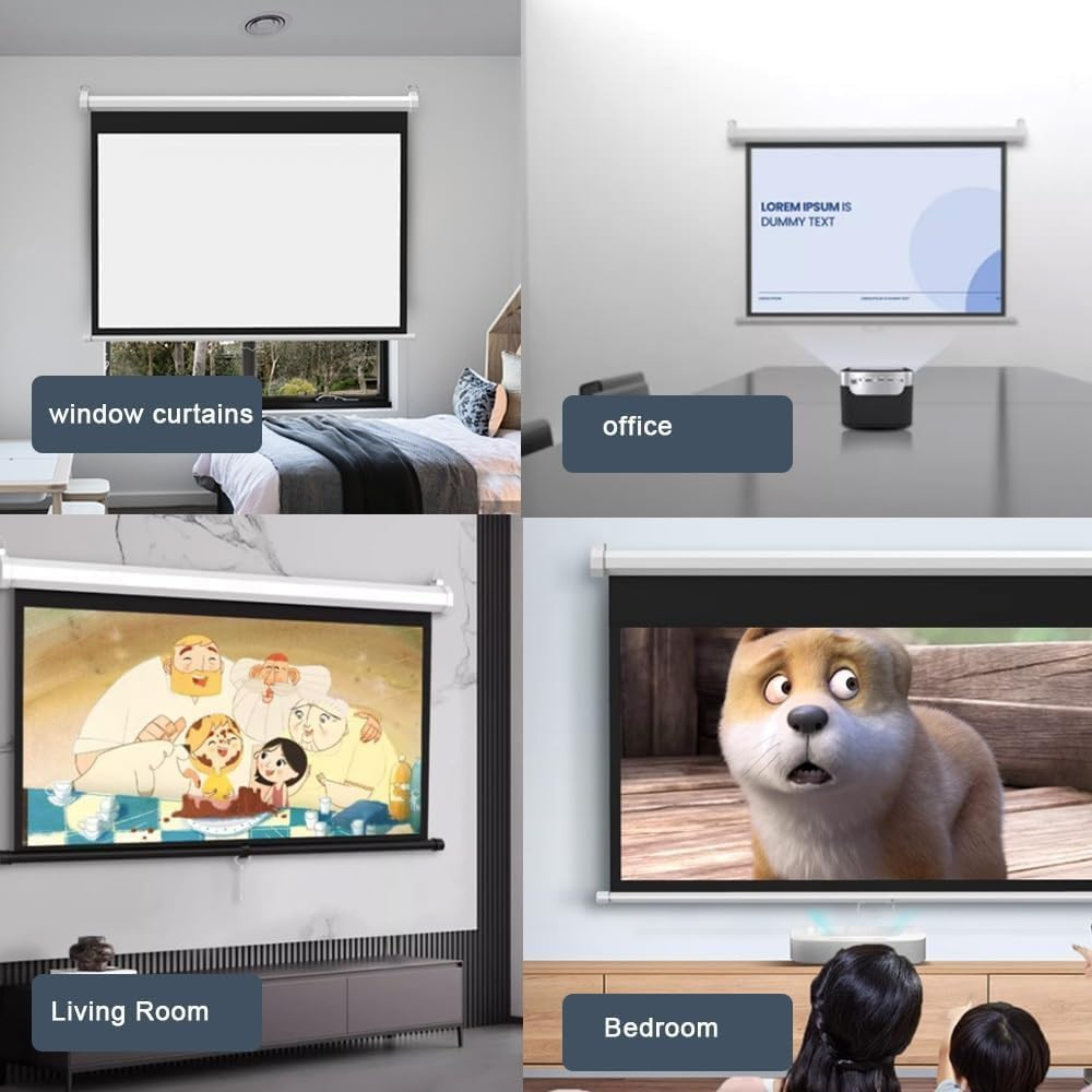 60"/72" Manual Pull down White Projector Screen Anti-Crease Portable Projection Movie Screen Outdoor Indoor Public Display Screen(72",4:3) image number 4