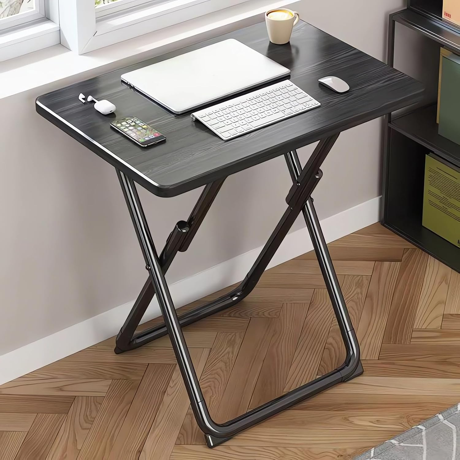 Folding Computer Desk, Study Table for Home Office, Wood Student Dormitory Desks, Portable Laptop Workstation A190 (C Wood)