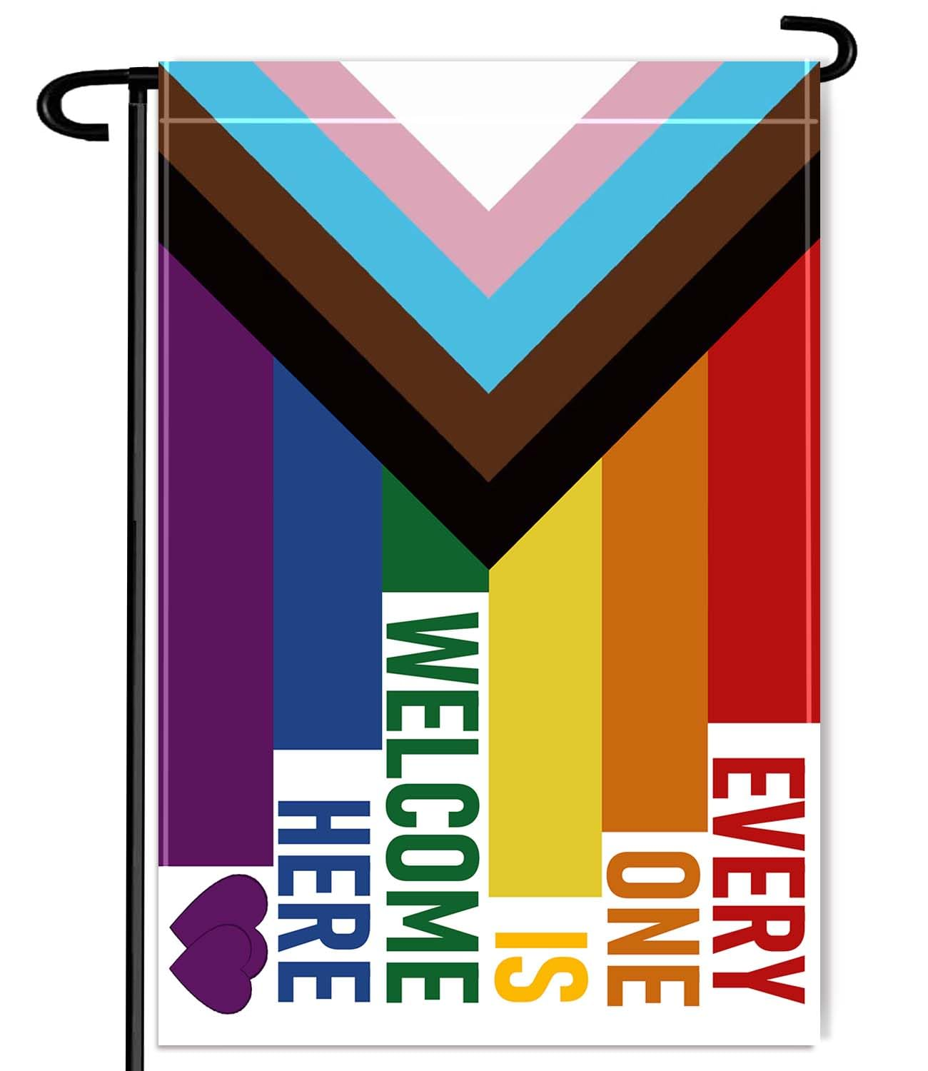 12&times;18 Inch Everyone Is Welcome Progress Rainbow Pride Garden Flag,30&times;45Cm Progressive Here Rainbow Inclusive Garden Decor,Double Side Digital Printed 210D Polyester Decoration for Garden Patio