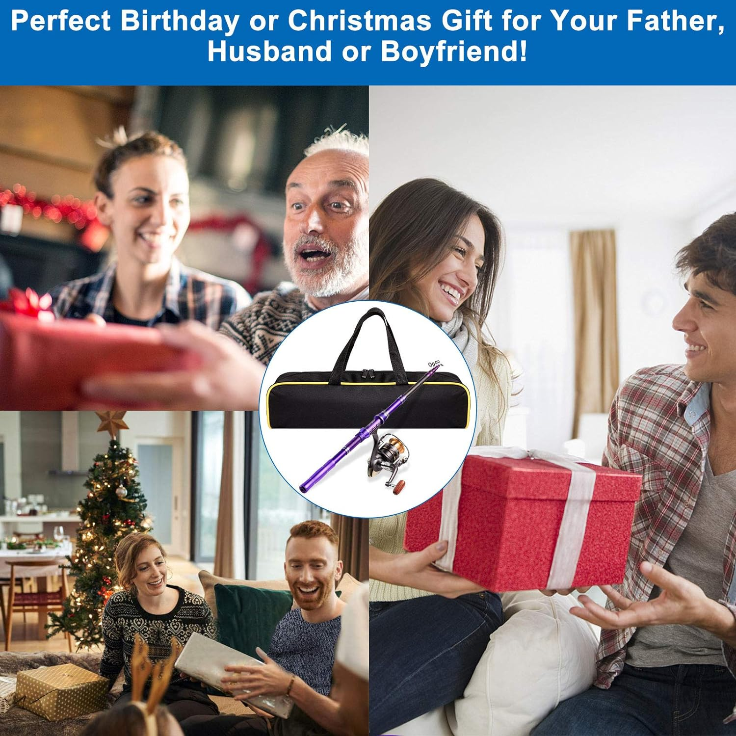 Telescopic Fishing Rod Kit, Carbon Fiber Fishing Pole and Reel Combos with Spinning Reel, Fishing Gears and Travel Bag for Saltwater Freshwater - Macaron Pink image number 2