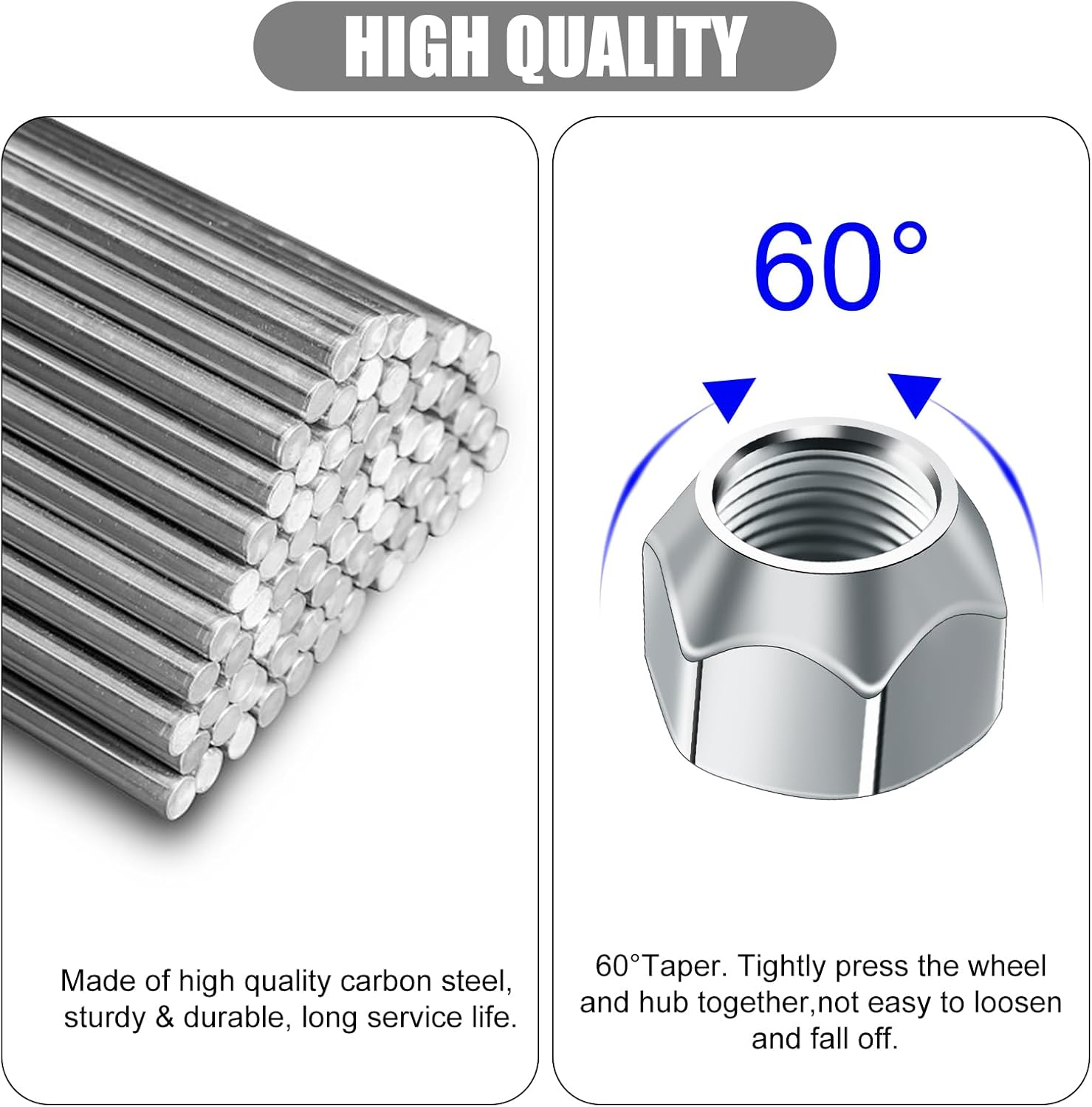 NQEUEPN Pack of 10 Tyre Nuts, 1/2-20 Inch Nut for Tyres, Trailer Wheel Nuts, Trailer Lug Nuts, Lug Nuts with Open End for Trailer Tyre Wheels image number 4