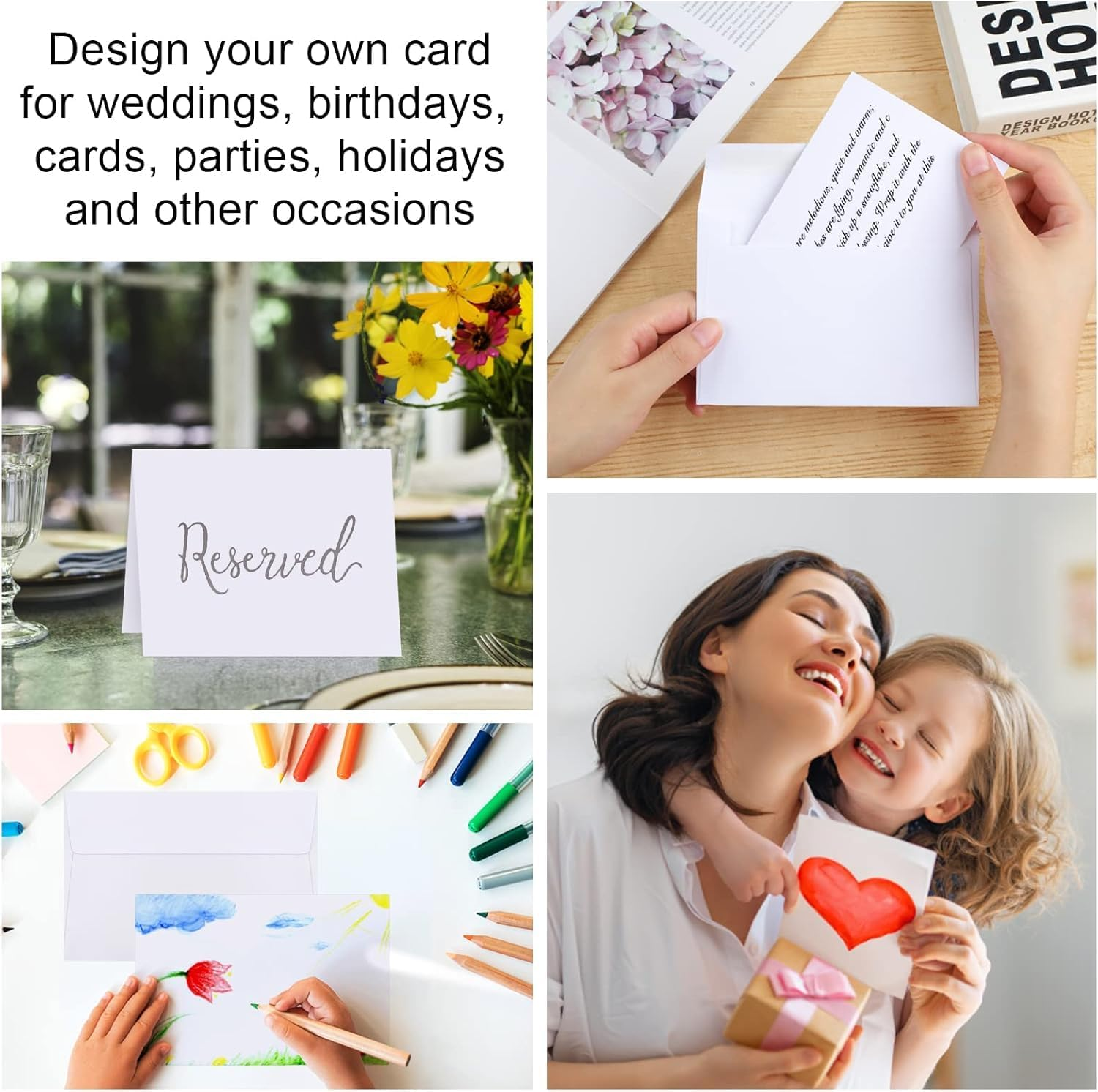 50 Pack Premium White Envelopes & Blank Folded Cards Kit - 7.2"X5.2" Envelopes & 5"X7" Cards for DIY Greeting Cards, Invitations, Wedding, Birthday, Thank You Cards - White-Blank Envelope-50 image number 6