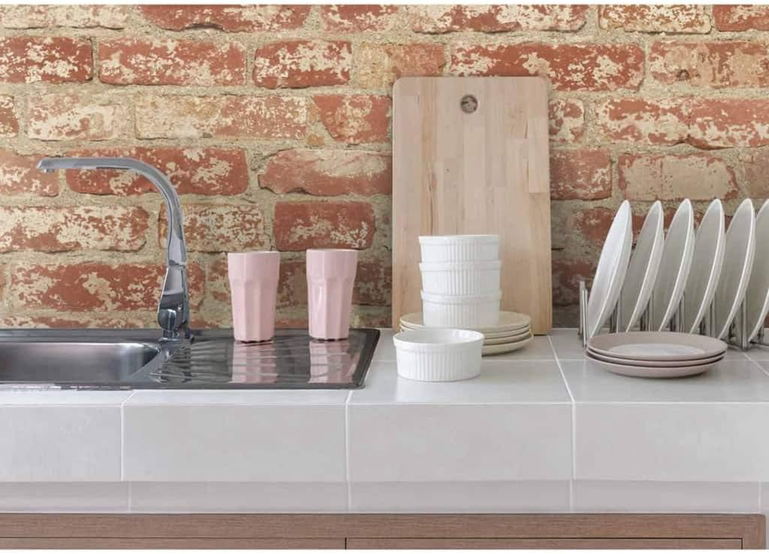 Roommates Stuccoed Brick Peel and Stick Wallpaper, Red image number 6