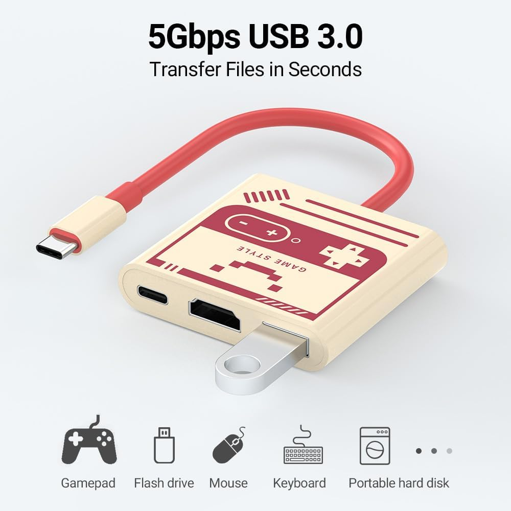 AHGEIIY Swith Dock for Nintendo Switch Docking Station, 4K USBC to 4K HDMI Adaptor Replacement for Offical Nintendo Switch Dock, TV Switch Dock Station Compatible with Nintendo Switch, Switch OLED Steam Deck Macbook Laptop image number 1