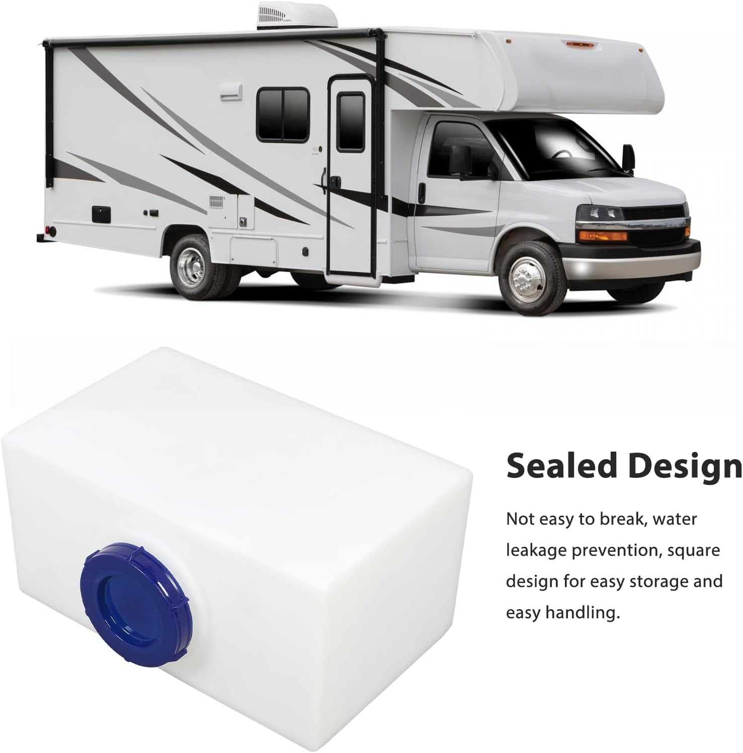 5 Gallons RV Fresh Water Tank for Drinking and Potable Water, Fresh Water Holding Tank, 100Mm Large Diameter Water Inlet, High Impact LLDPE Material, for RV, Trailer, Boat, Yacht image number 2