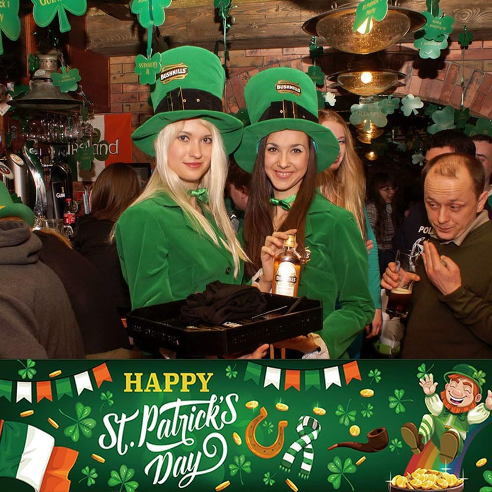 St. Patrick'S Day Background Banner, Green St. Patricks Day Decoration, Irish Background Cloth, for Photo Background, Photography Decoration, St. Patricks Day, Garden Table Wall Decoration, 180 X 40 image number 2