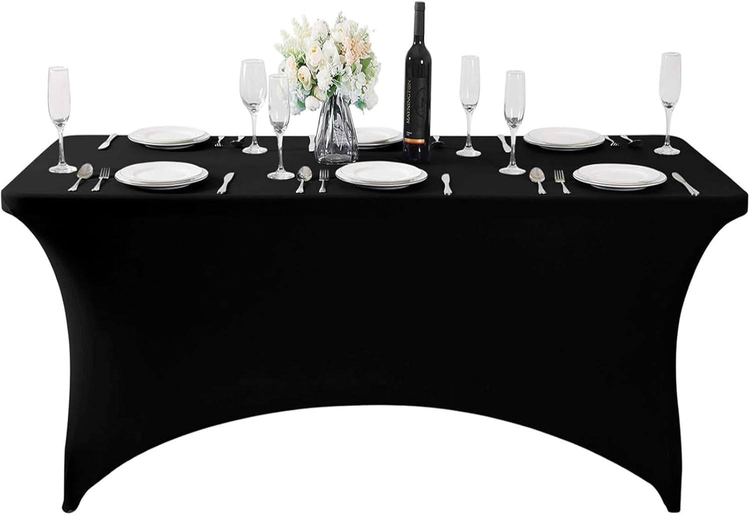 6Ft Stretch Spandex Table Cloth for Standard Folding Tables - Universal Rectangular Fitted Tablecloth Protector for Wedding