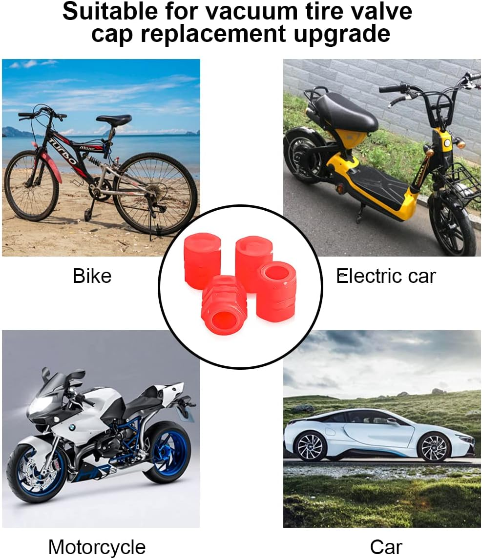 12PCS Fluorescent Car Tire Valve Stem Caps, Auto Corrosion Resistant Wheel Valve Cover, Luminous Illuminated Glow in the Dark, Car Decor Accessories Universal for SUV, Trucks, Car (Red(1))