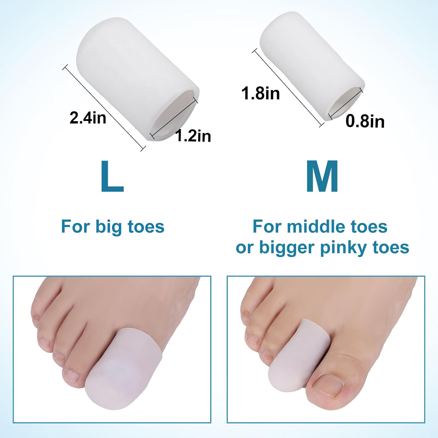 Madholly 20 Pieces Gel Toe Cap, Prevent Callus and Blistering, Silicone Toe Protector for Women and Men image number 3