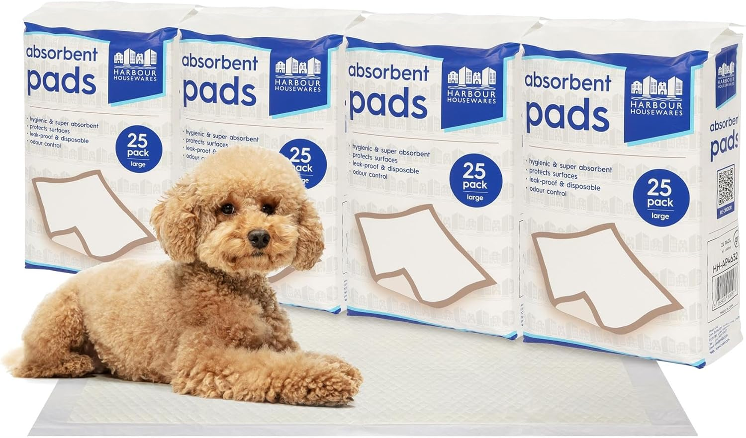 Harbour Housewares Disposable Puppy Pads - 60Cm X 60Cm - 100X Large Absorbent Puppy Training Pads Leak-Proof Pee Pads for Dogs, Cats, Kittens Potty Training Mats image number 4