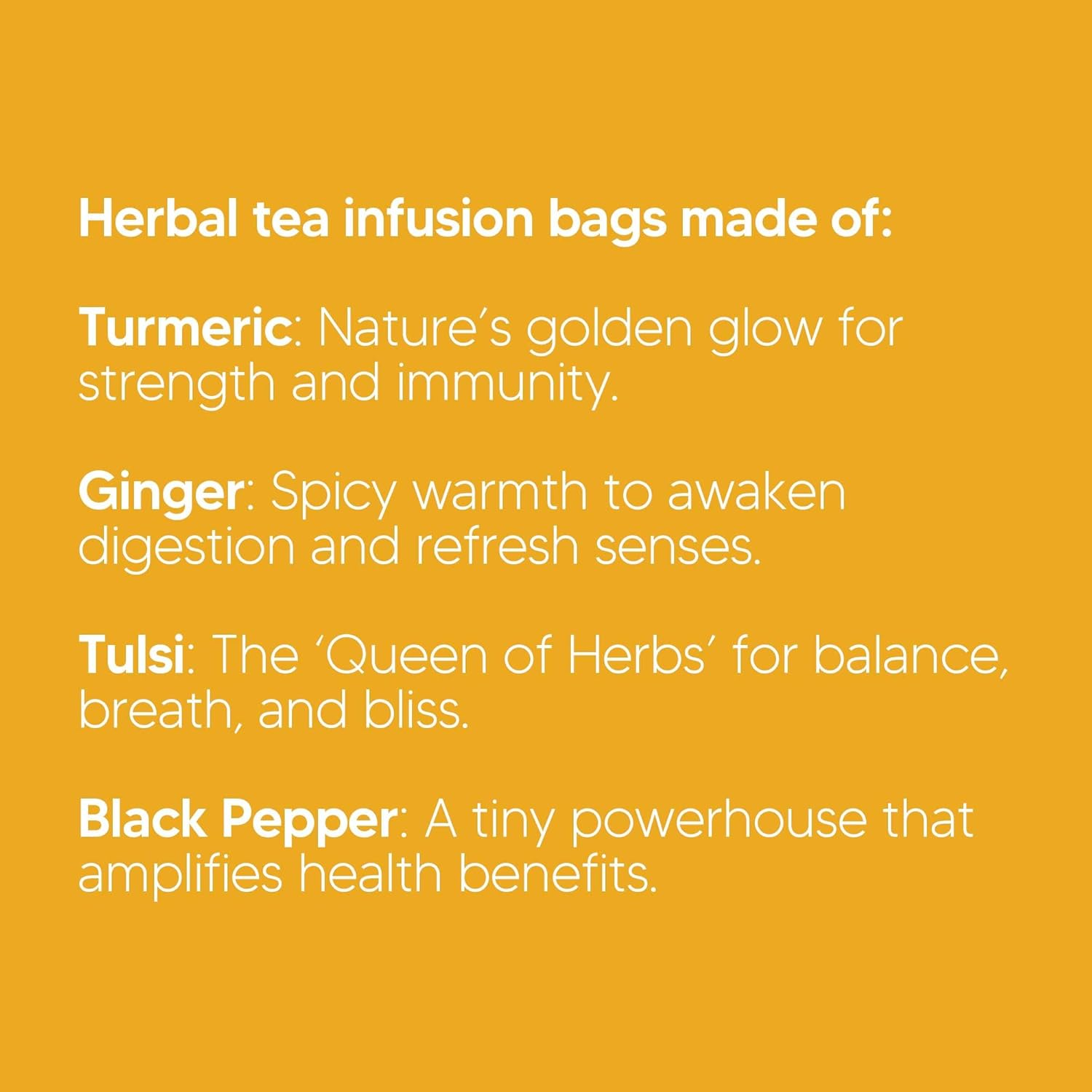 Mai Greens Turmeric Herbal Infusion &ndash; 10 PLA Pyramid Bags | Blend of Turmeric, Ginger, Tulsi & Black Pepper | Caffeine-Free | Anti-Inflammatory & Immune Support