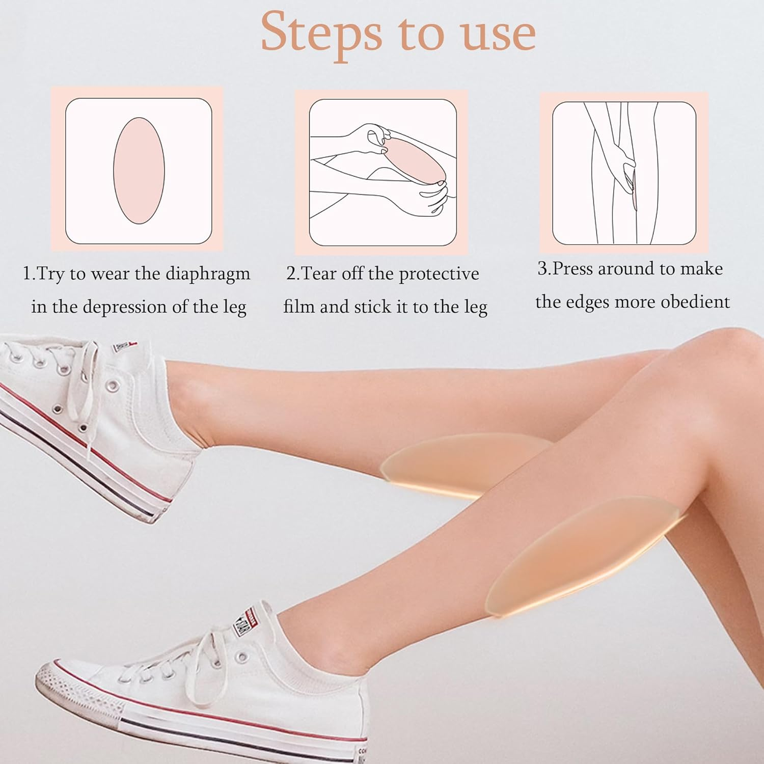 1 Pair of Reusable Self-Adhesive Invisible Soft Silicone Calf Pads Right Leg Shape, Leg Onlays, Right Leg Shape for Crooked or Thin Legs, 144 G - Nude 1 image number 3