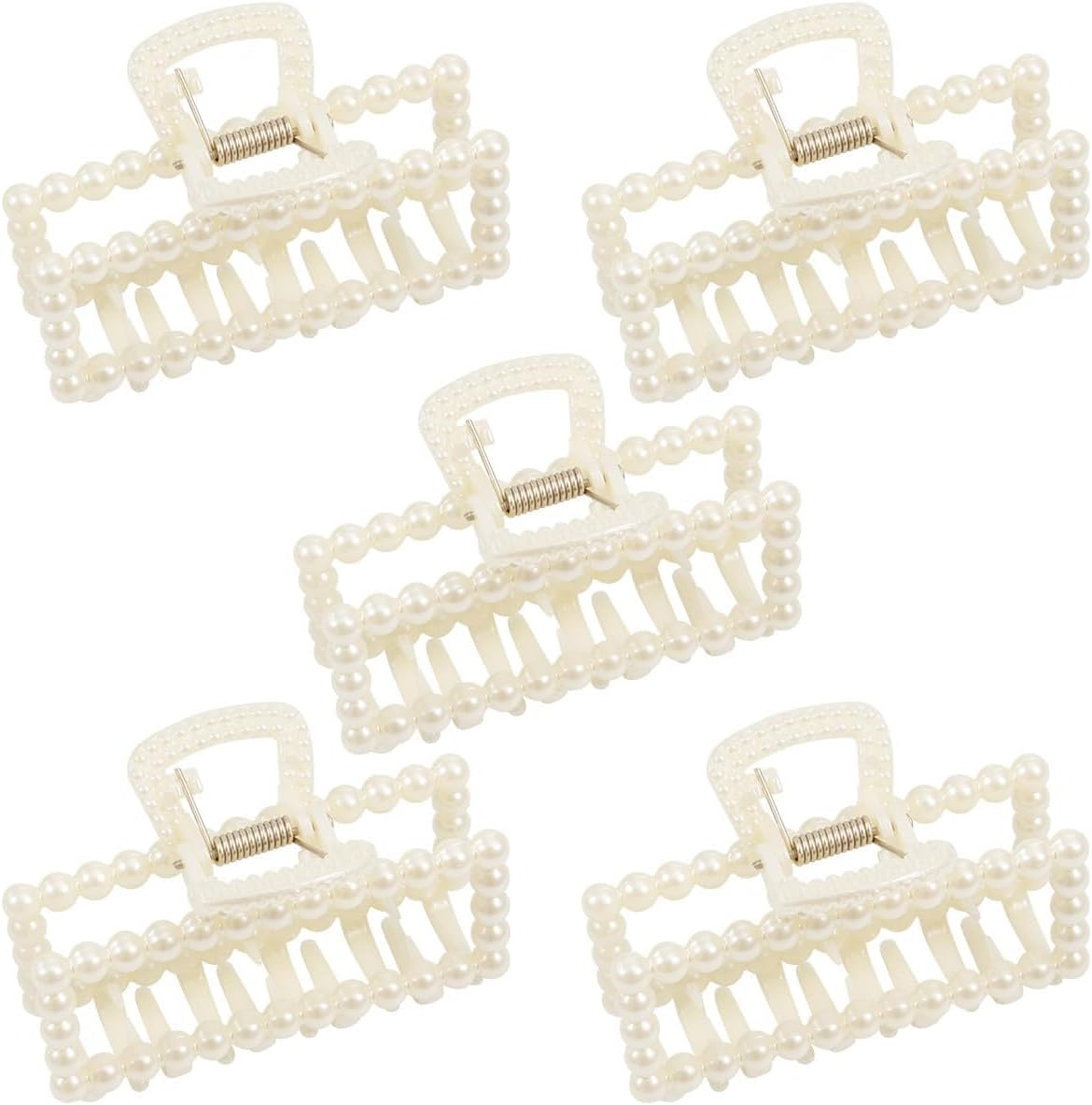 Merdia 5 Pcs Simulated Pearl Hair Claw Clips for Women Hair Clips for Women | Claw Clips for Hair Clips for Non Slip Strong Hold | Hair Accessories| Claw Clips for Hair | Barrettes for Women White