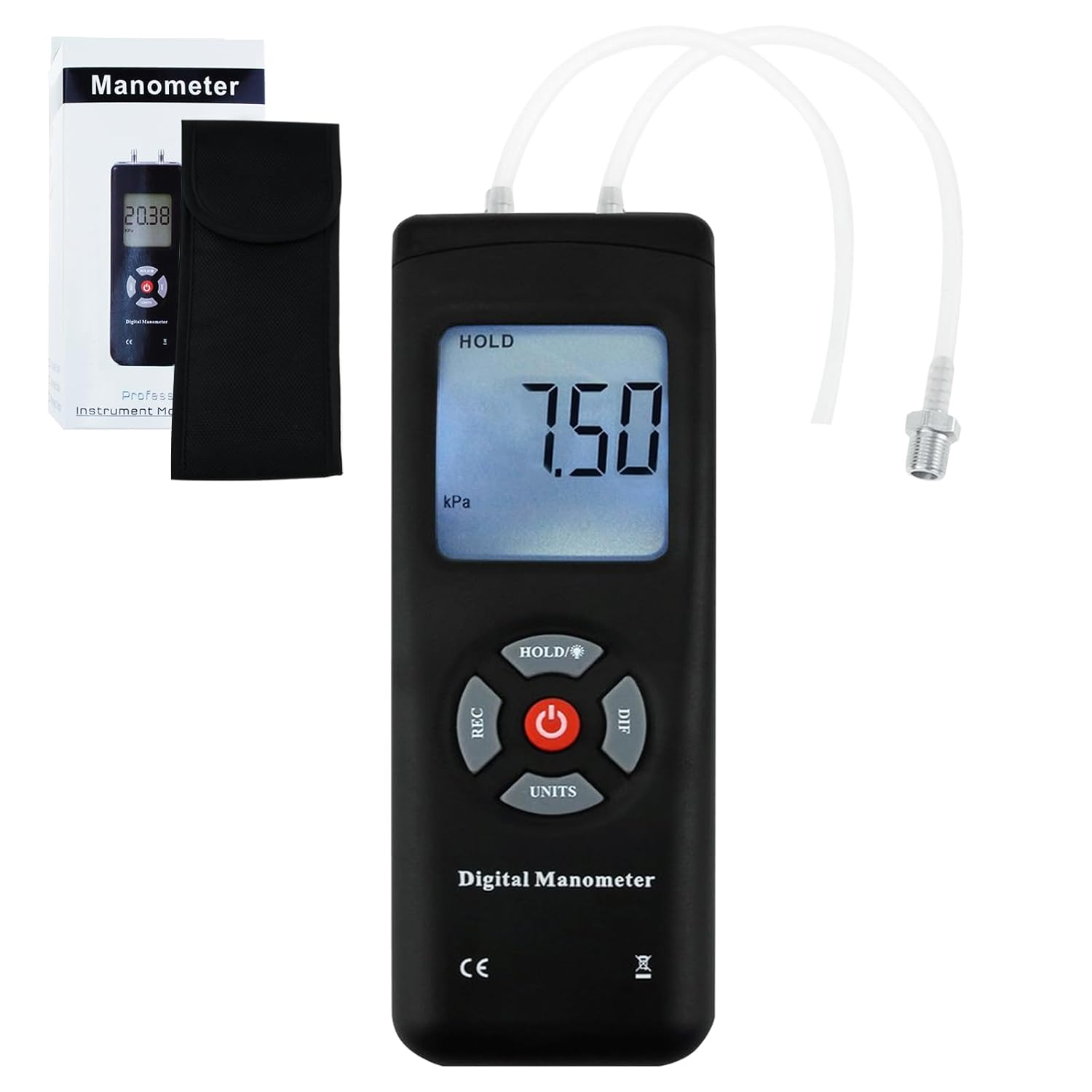 Professional Digital Pressure Gauge, Portable Handheld Air Vacuum/Gas Pressure Gauge, 11 Units with Backlight, &plusmn; 13.78Kpa &plusmn; 2PSI, Suitable for Differential Pressure of 1-2 Pipes, Ventilation, Etc image number 6