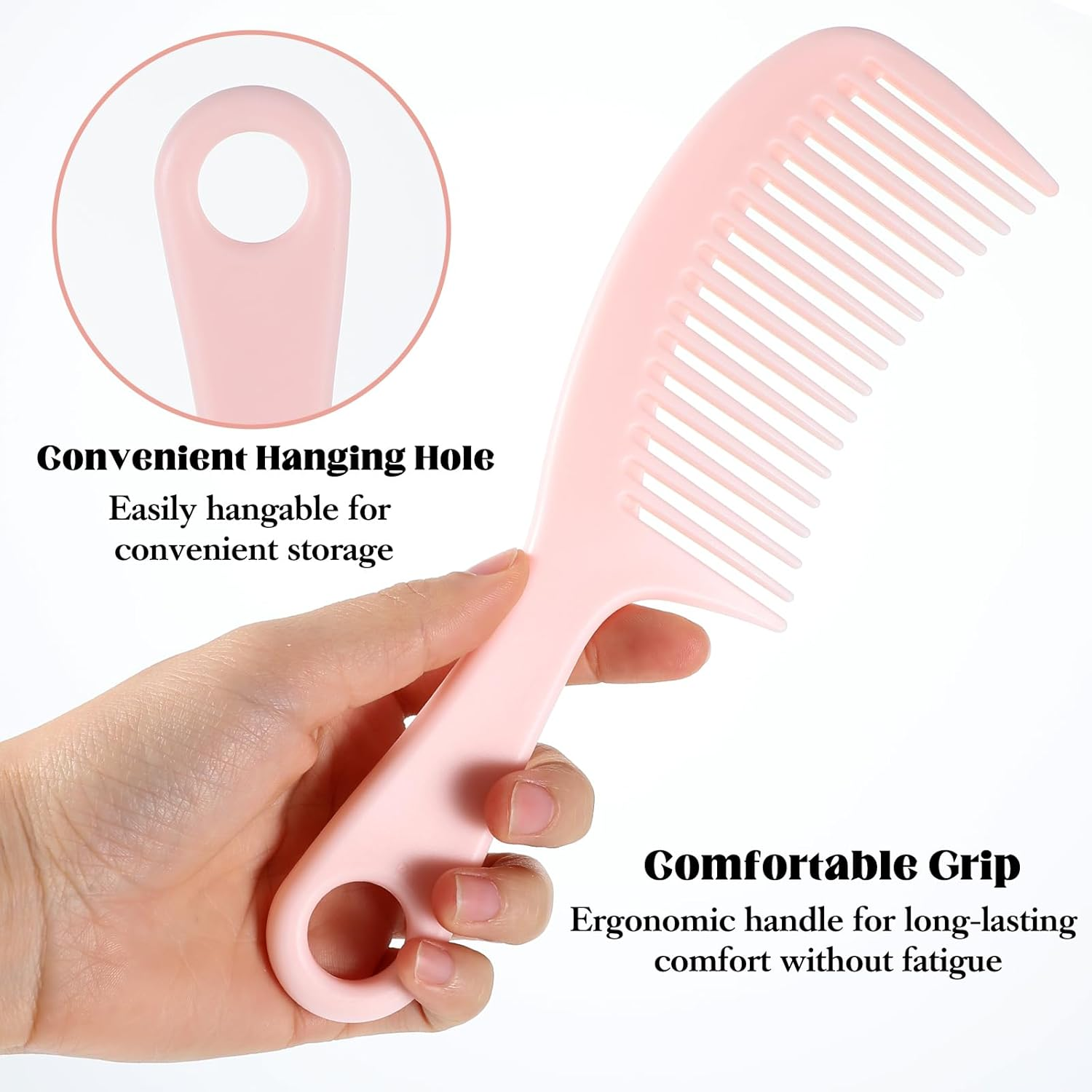 Ymapinc 2 Pcs Wide Tooth Combs for Women, Hair Comb Set for Large Hair Detangler Comb for Curly, Straight,Thick Long Detangling Hair with Hole for Wet and Dry Hair image number 4