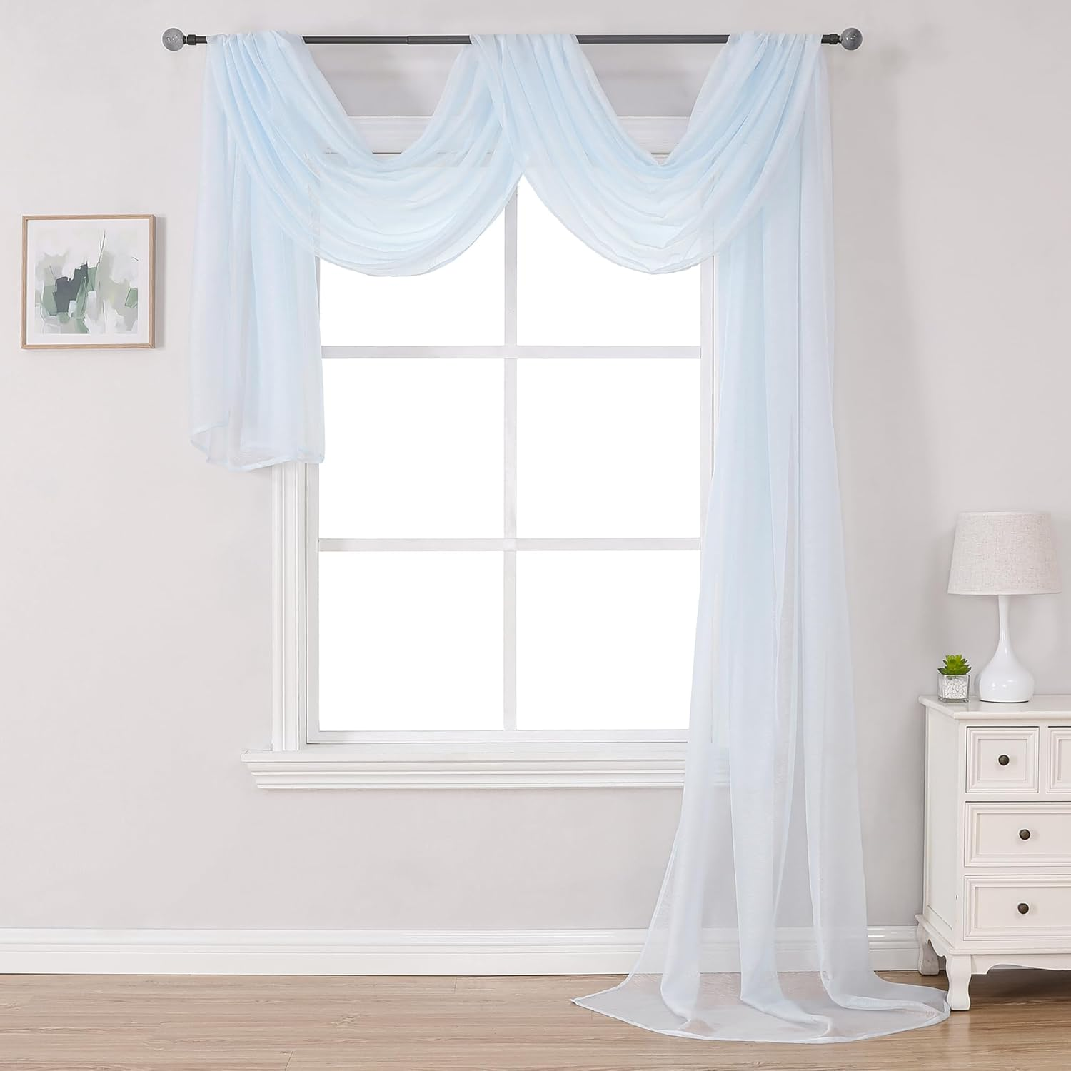 Dark Blue Sheer Curtains 84 Inches Long for Bedroom - 2 Pack Eyelet Top Voile Semi Sheer Drapes See through Window Curtains for Living Room Navy Blue