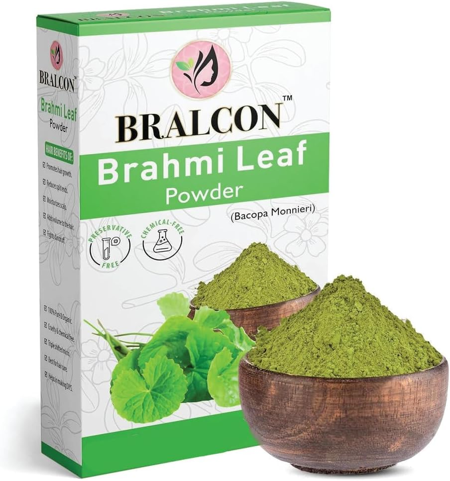 BRALCON Organic Amla, Brahmi Leaf, Hibiscus Flower Powder-300G(100G X 3 Pack) |Brahmi Leaves Powder, Amla Powder, Hibiscus Powder for Hair Cleanser & Hair Growth|Hair Care & Face Pack Powder image number 1