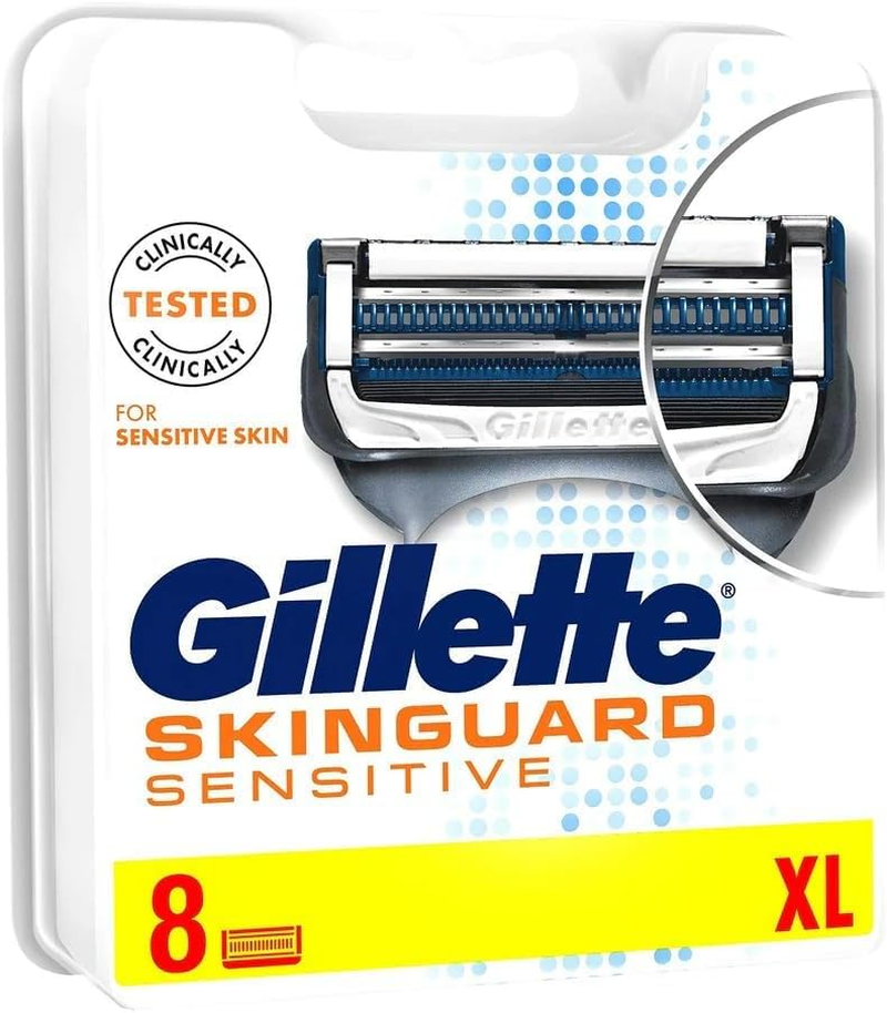 Gillette Skinguard Sensitive Razor Blades Men, Pack of 8 Razor Blade Refills with Precision Trimmer, Fits Fusion Handles image number 3