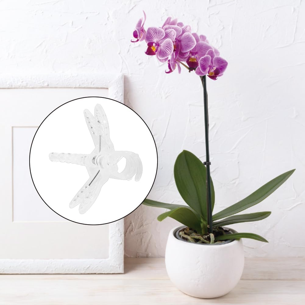 Plant Orchid Clips, Dragonfly Stem Clip Garden Vine Grow Upright Support Stalks Climbing Plants Tomato Trellis Holder Decoration for Supporting Flower Cucumber Vegetables 100Pcs(Transparent) image number 1