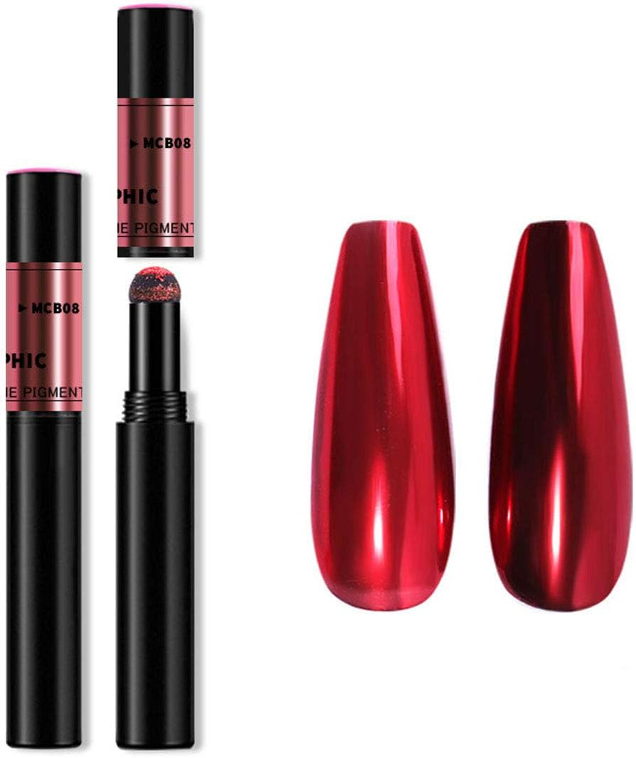 Chrome Nail Powder Pen - Air Cushion Nail Powder Pen with Mirror Effect Glitter Nail Art Pens Eyeshadow Pens image number 5