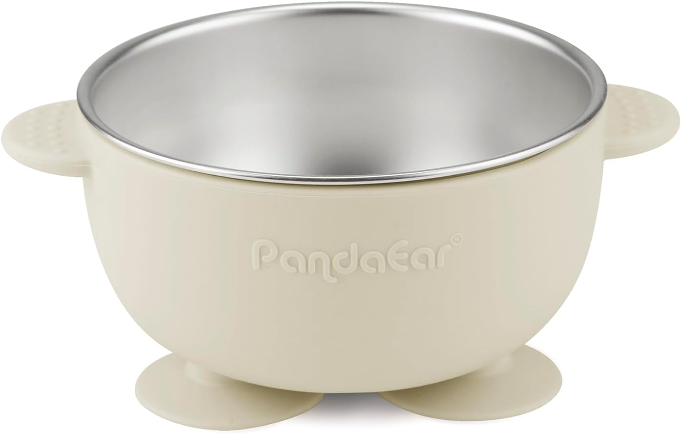 Pandaear 3 Pack Stainless Steel Suction Baby Bowls & 3 Baby Feeding Spoons | Non-Slip Stay Put Bowls & Soft Silicone First Stage Spoons for Toddlers, Bpa-Free Baby Led Weaning Set (Pink Rose Linen) - Pink Rose Linen image number 3