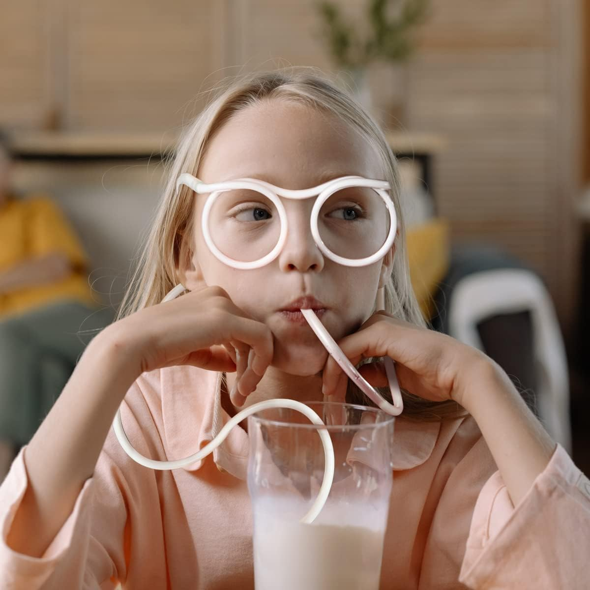 2 Pcs Silly Novelty Loop Straw Glasses, Fun Loop Eye Straws Reusable Eyeglasses Straw for Parties Birthday, DIY Fun Activities, Kids Party, Annual Meeting image number 5