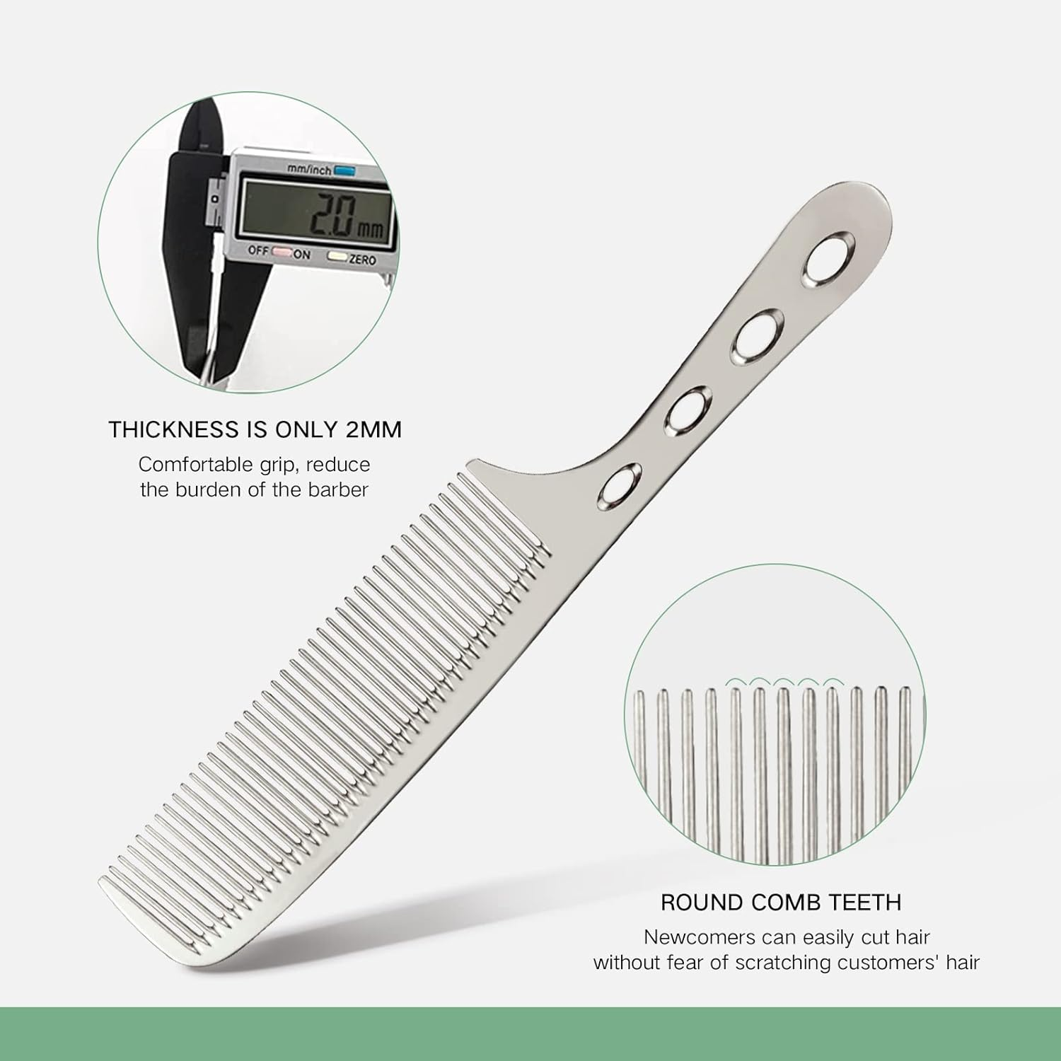 4 Types Metal Comb Set Professional Aluminum Dressing Comb Hair Comb Set for Barber Hair Styling, Included Fine Cutting Comb, Rat Tail Comb, Detangling Comb image number 4