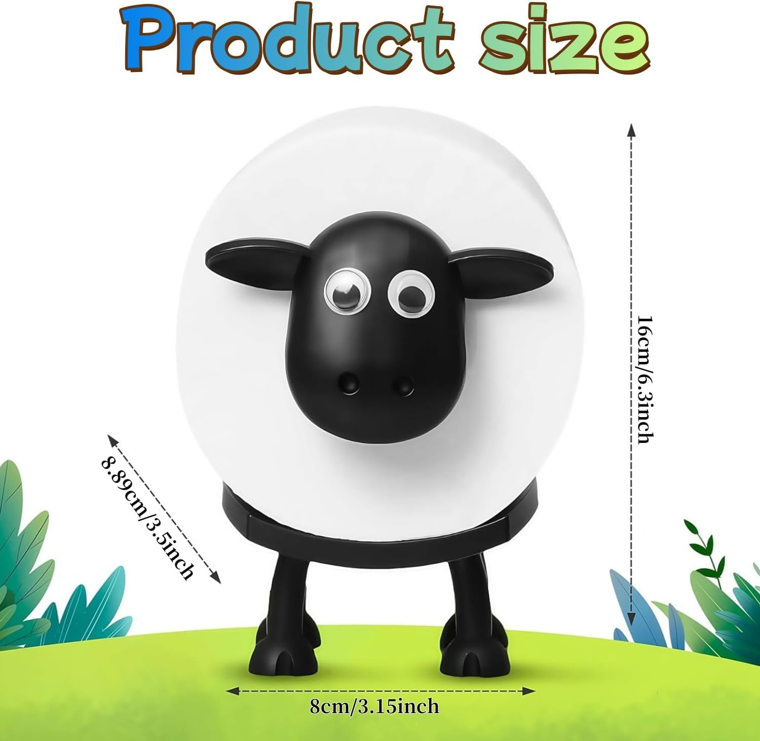 Decorative Sheep Toilet Roll Holder, Set of 3, Black and White image number 3