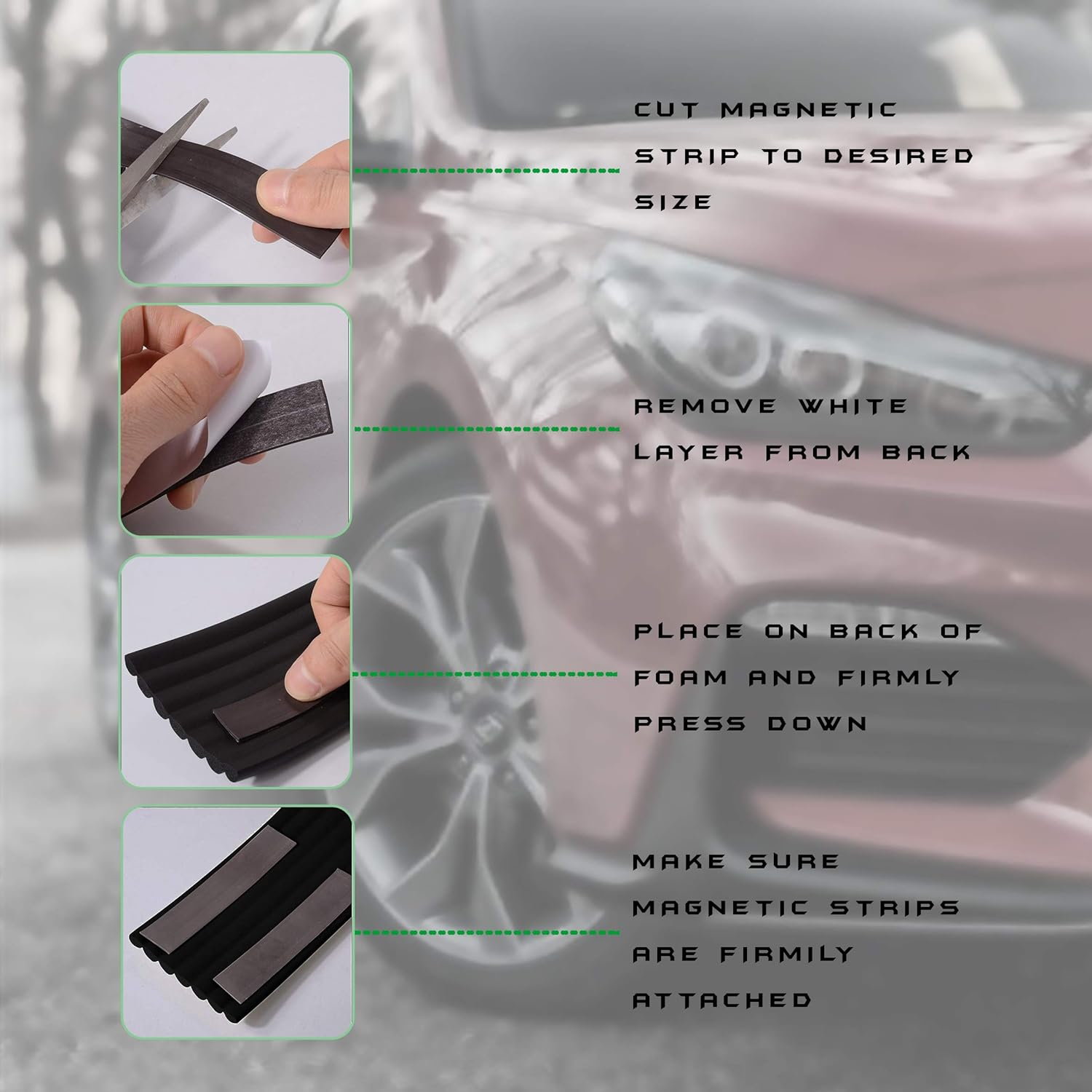 Car Door Dent Protector Removable Soft Cushion Magnetic Car Door Guard Strip for Garage Parking 2 Meter - Black AT007 image number 3