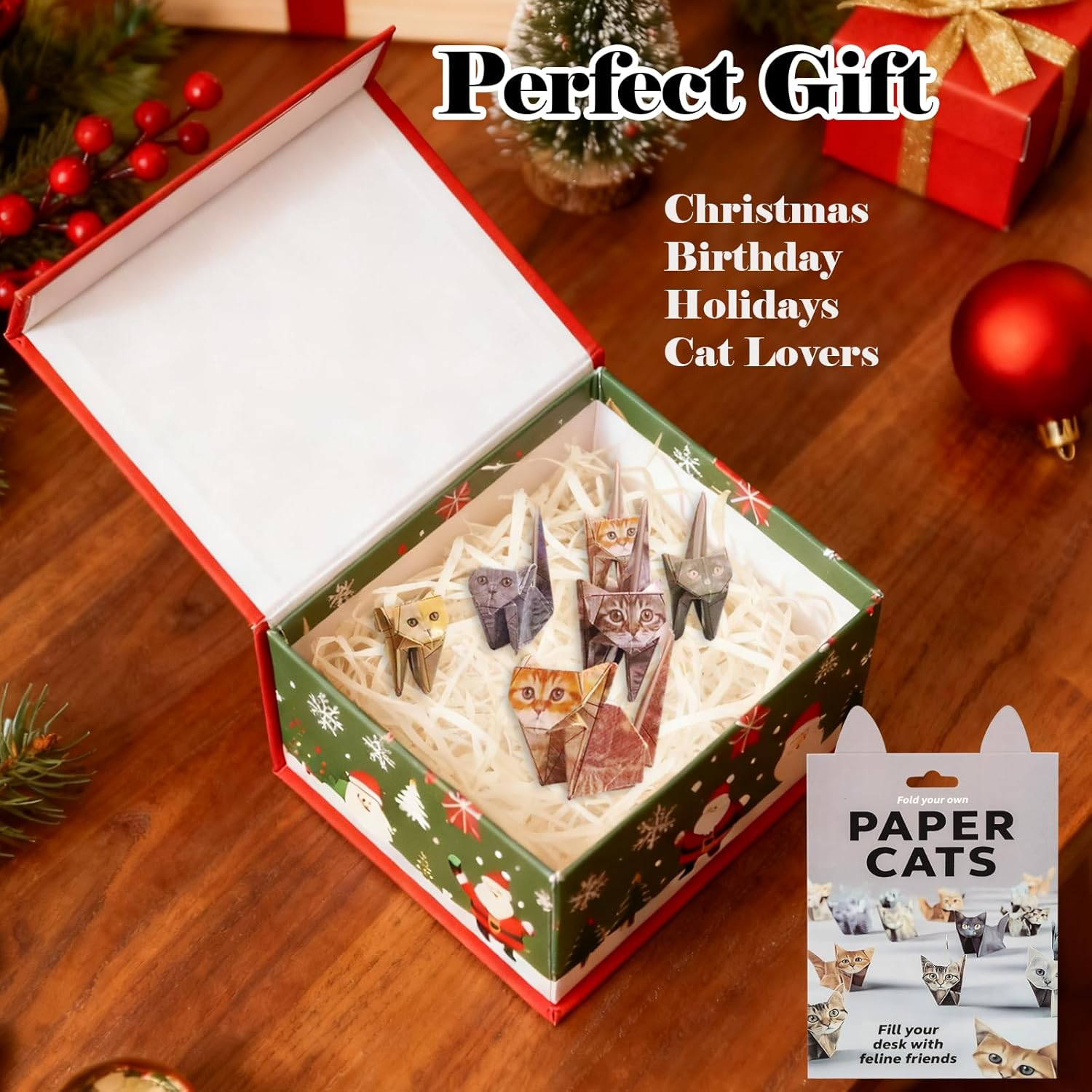 DIY Paper Cats Origami Kit,Cute Kitten Origami Papercraft Kit,Fun 3D Craft Origami Cats Paper Activity, Funny Christmas Birthday Gifts Stocking Stuffers Home Desk Decor image number 1