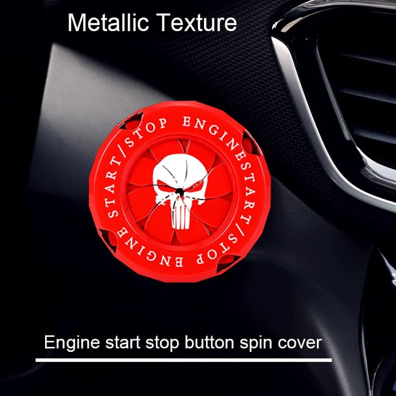 Skull Rotary Car Engine Start Stop Button, Frosted Style DIY Car Engine Push to Start Button, ABS General Motors Ignition Switch Decorative Cover (Skull Red) - Skull Black image number 4