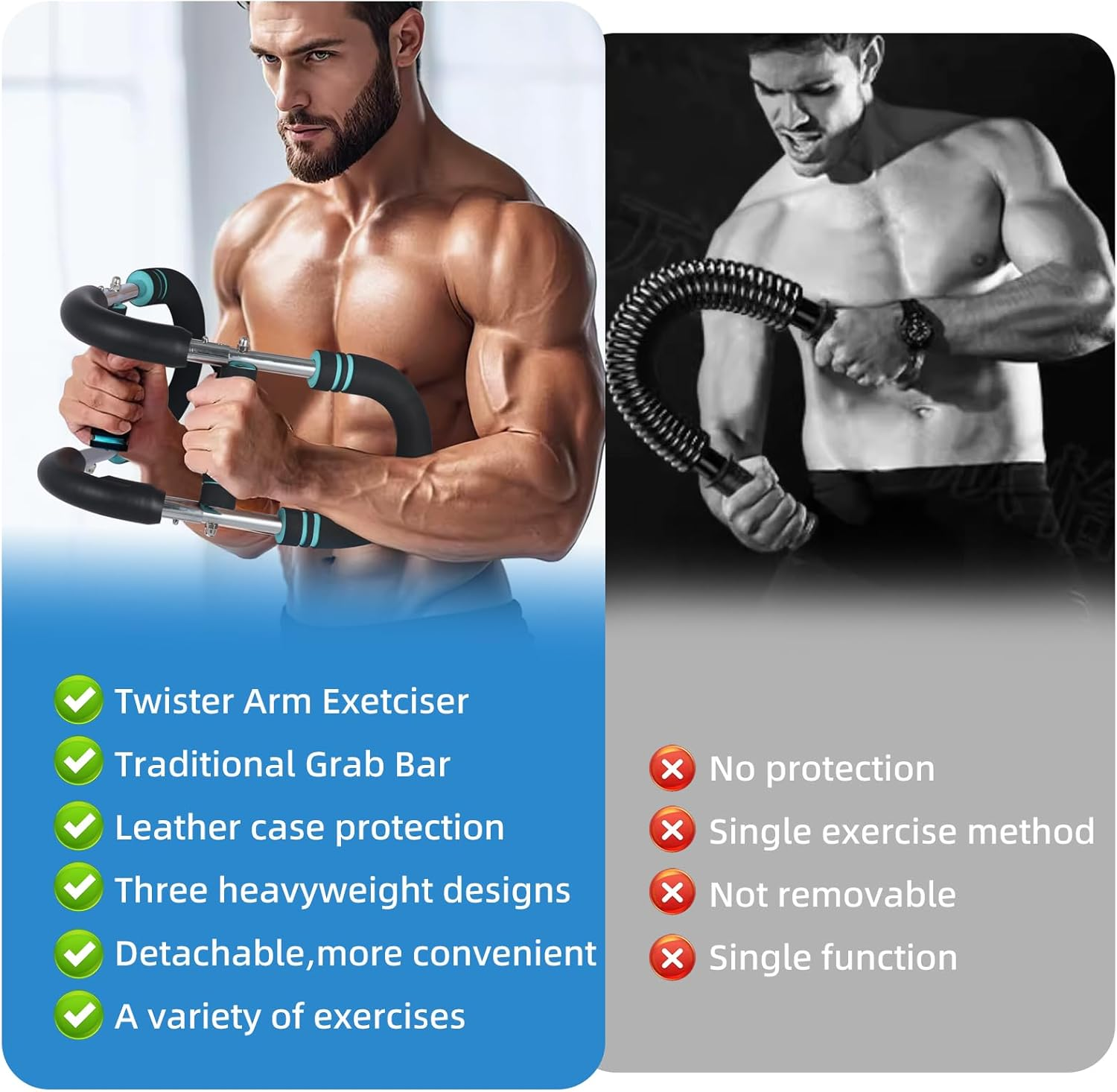 Twister Arm Trainer, 110-132Lbs Adjustable Strength Training Equipment, Arm Trainer Strengthen Chest,Portable Forearm Trainer,Spring Resistance Home Exercise & Fitness Equipment - Blue(30-40Kg) image number 2