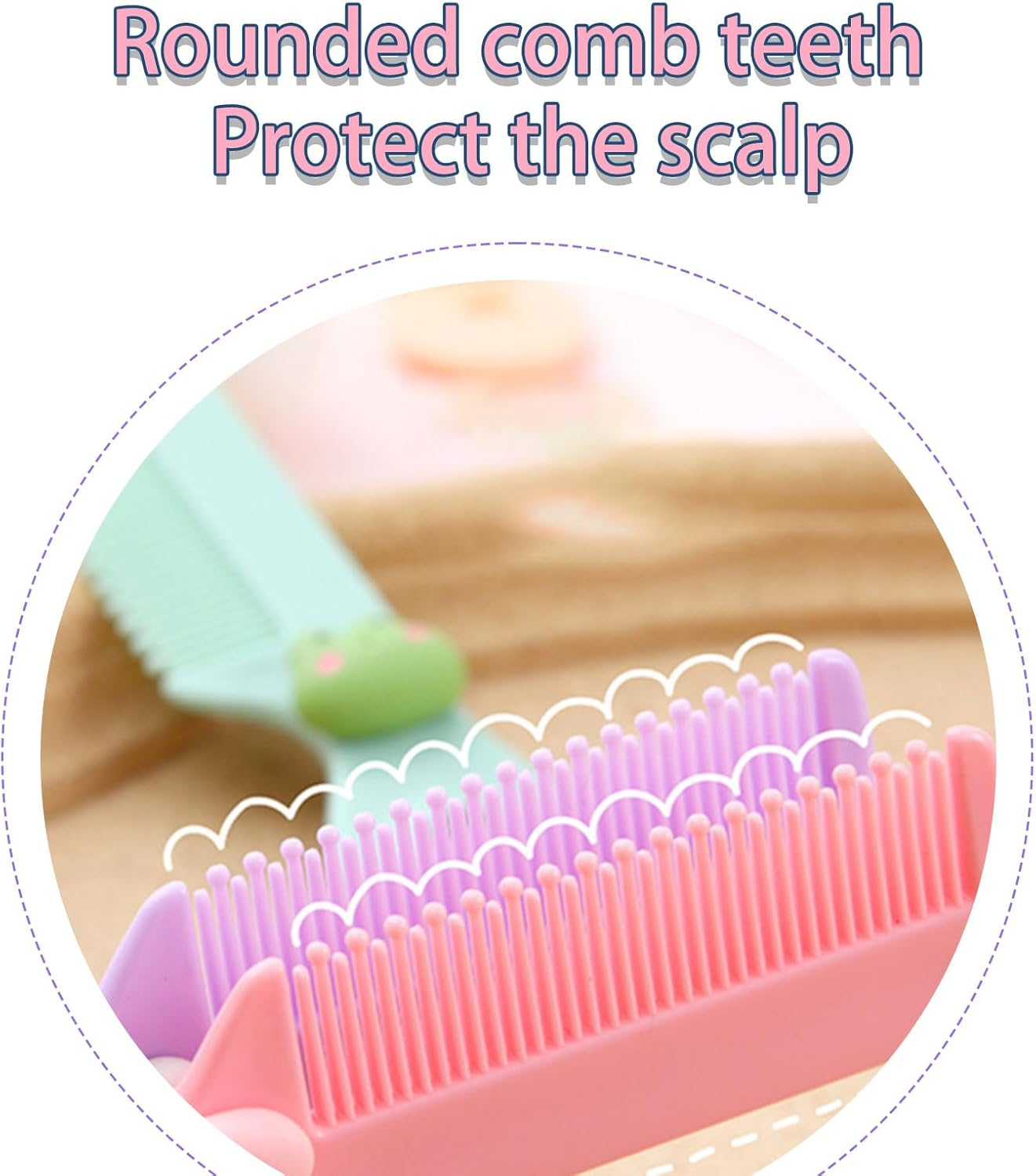 6Pcs Hair Comb, Newborn Baby Hair Brush Set, Cartoon Portable Bangs Wide Tooth Comb, Suitable for Wet Dry Curly Hair of Girls and Boys, Animal Shapes image number 5