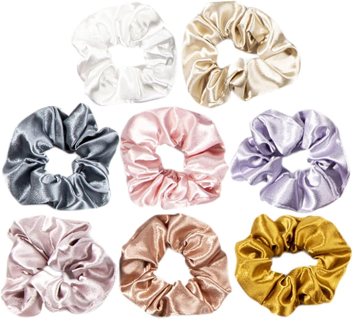 YBVABE 12Pack Silk Satin Scrunchies, Soften and Elastic Hair Scrunchies for Frizz Prevention, Satin Hair Ties for Breakage Prevention and Gentle Style, Ponytail Holder Hair Accessories Girls Ladies Women