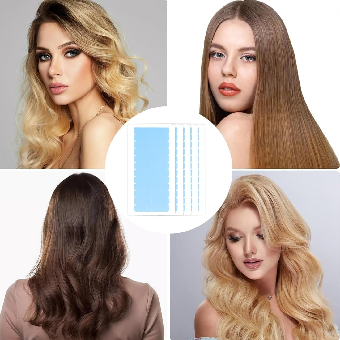 RTRTGS Pack of 20 Replacement Tapes for Tape-In Hair Extensions, High Adhesion, Hair Tape for Hair Extensions, Hair Weft (Transparent)