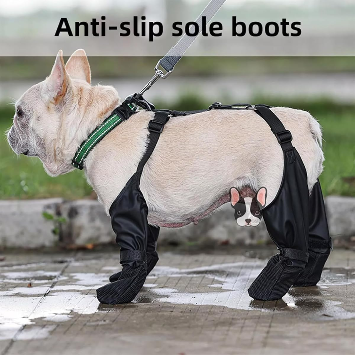 AIMALL Waterproof Dog Boots, Four Seasons Protective Dog Shoes, Non-Slip Anti-Dirt Pet Paw Protectors with Adjustable Straps, Suitable for Small and Medium Breeds, Bulldog, Poodle, Schnauzer image number 2