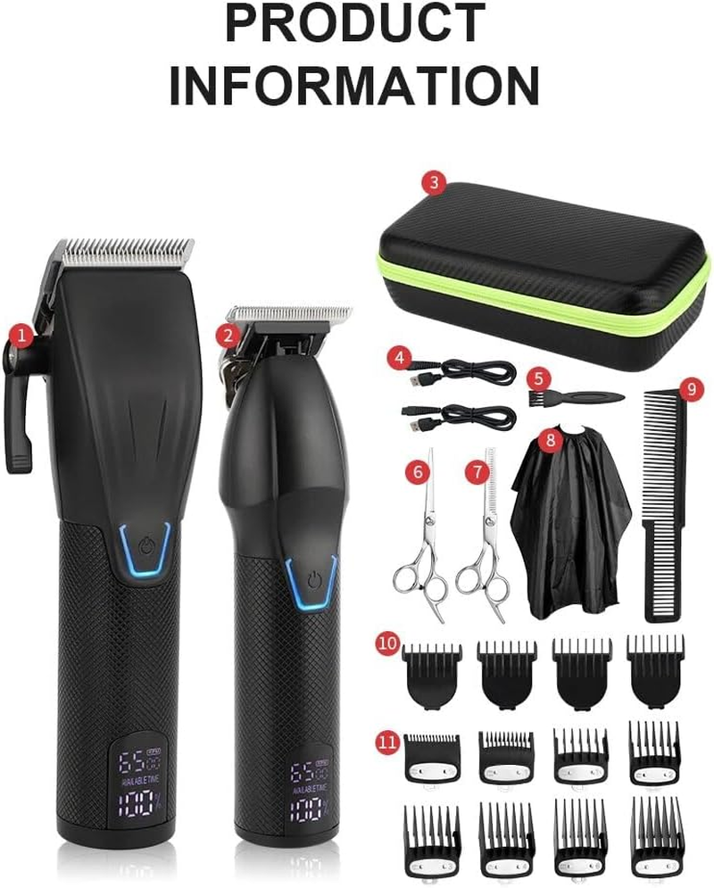OZK Professional Hair Clipper Trimmer Set - Carbon Steel Blade - Cordless Barber Clipper LED Display - Beard Trimmer Men - 1 Count