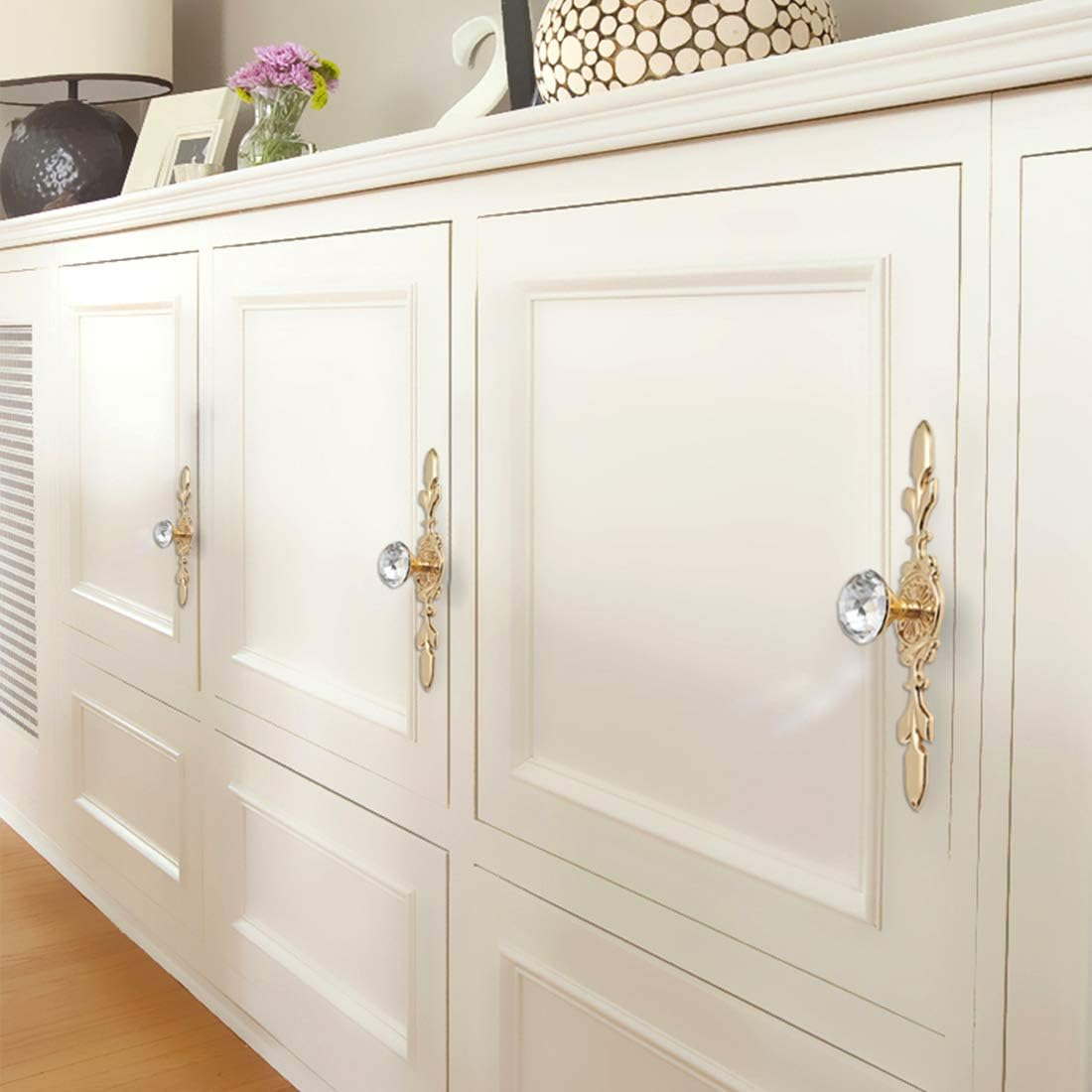 Aivoya 6-PCS Crystal Drawer Knobs Modern Glass Cabinet Knobs Diamond Drawer Handles Cupboard Pull Handles with Screws for Home for Kitchen for Office image number 3