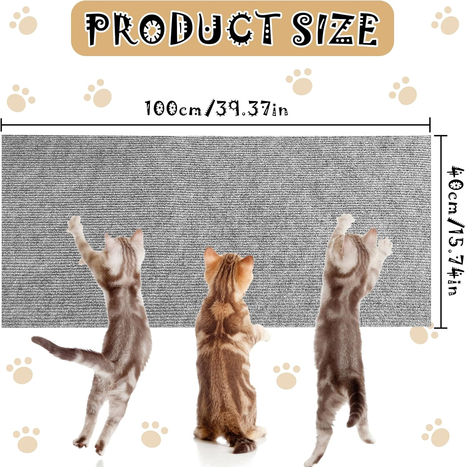 Lets Joy Climbing Cat Scratcher, 40 X 100 Cm Cat Scratching Mat, Scratching Post for Cats, DIY Cat Scratching Mat, Self Adhesive Scratching Mat for Cats, Sofa Furniture Protector image number 2