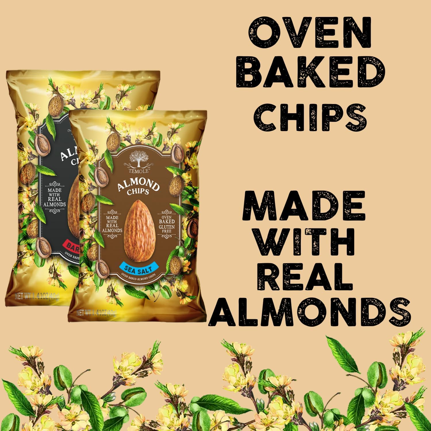 Temole Sea Salt Almond Chips 40 G (Pack of 6) image number 1