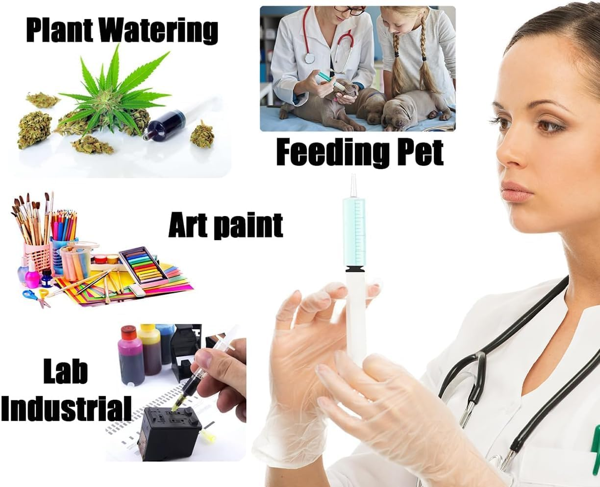 5Pcs 60Ml Plastic Syringe with Caps No Needle,Plastic Syringe with Cap Disposable Feeding Syringe Sterile Package Measuring Syringe,Large Plastic Sterile Syringes without Needle for Pet Feeding image number 6