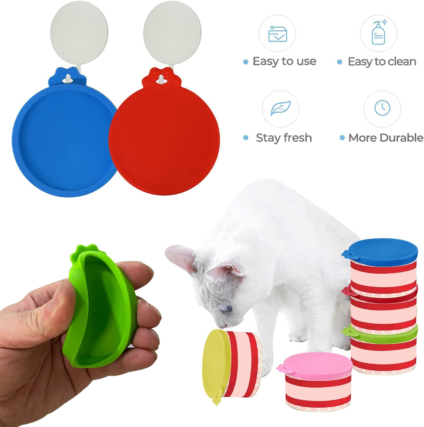 AQSXO 4 Pcs Silicone Small Pet Food Can Lids Covers for 3 Oz & 2.5 Oz Cat Food Cans image number 6