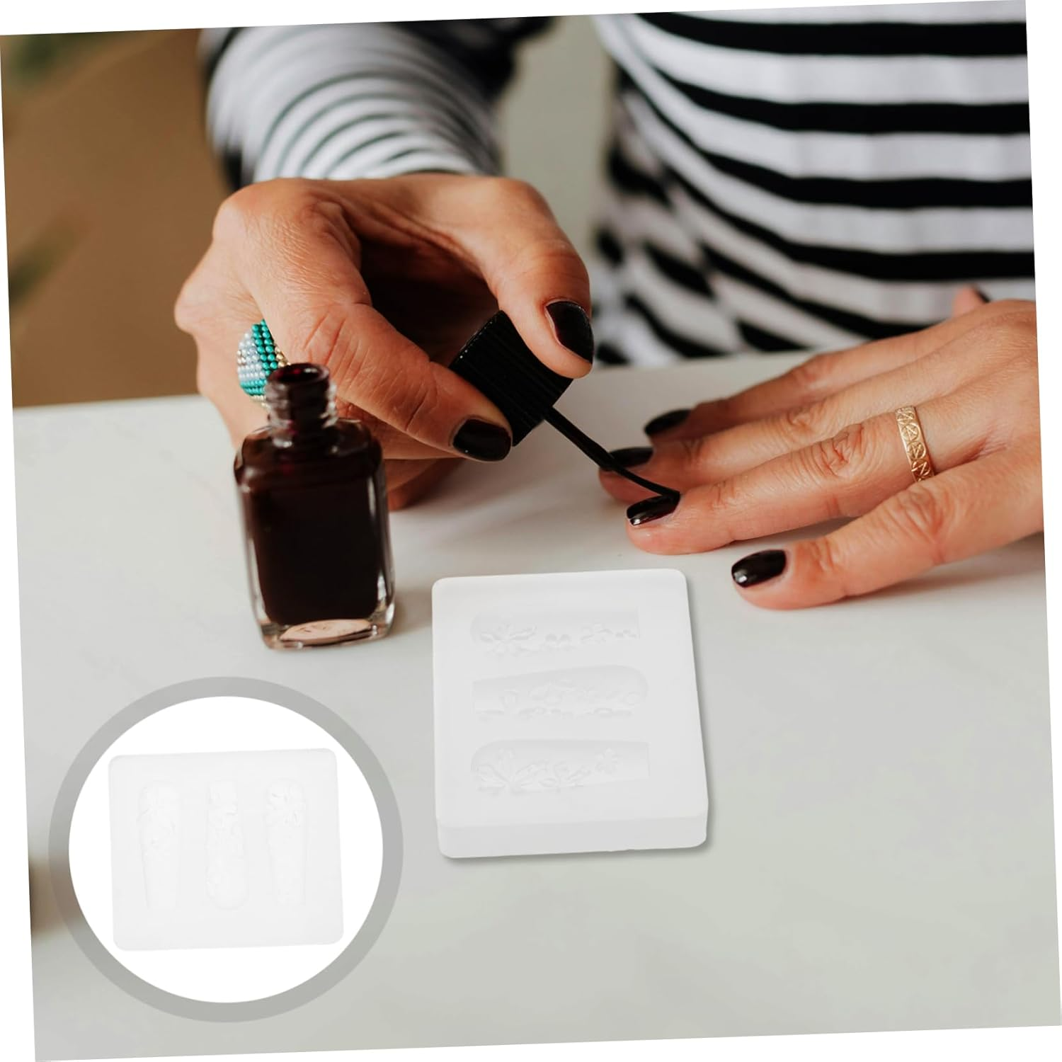 EXQUIMEUBLE Silicone Nail Art Stencils Floral Carving Molds Molds Nail Decor Tools DIY Manicure Accessories image number 3