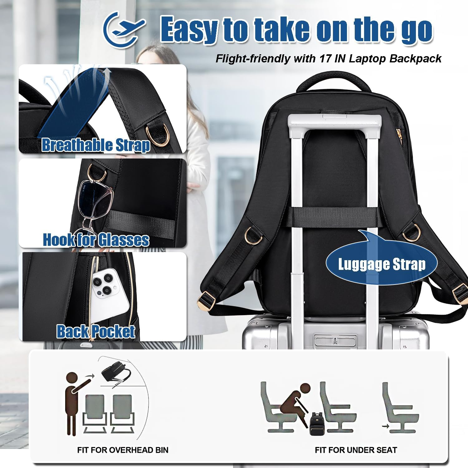 Weitars Lunch Backpack, Insulated Cooler Backpack 15.6 Inch Laptop Backpack for Women Men,Travel Backpack,Work Backpack image number 1