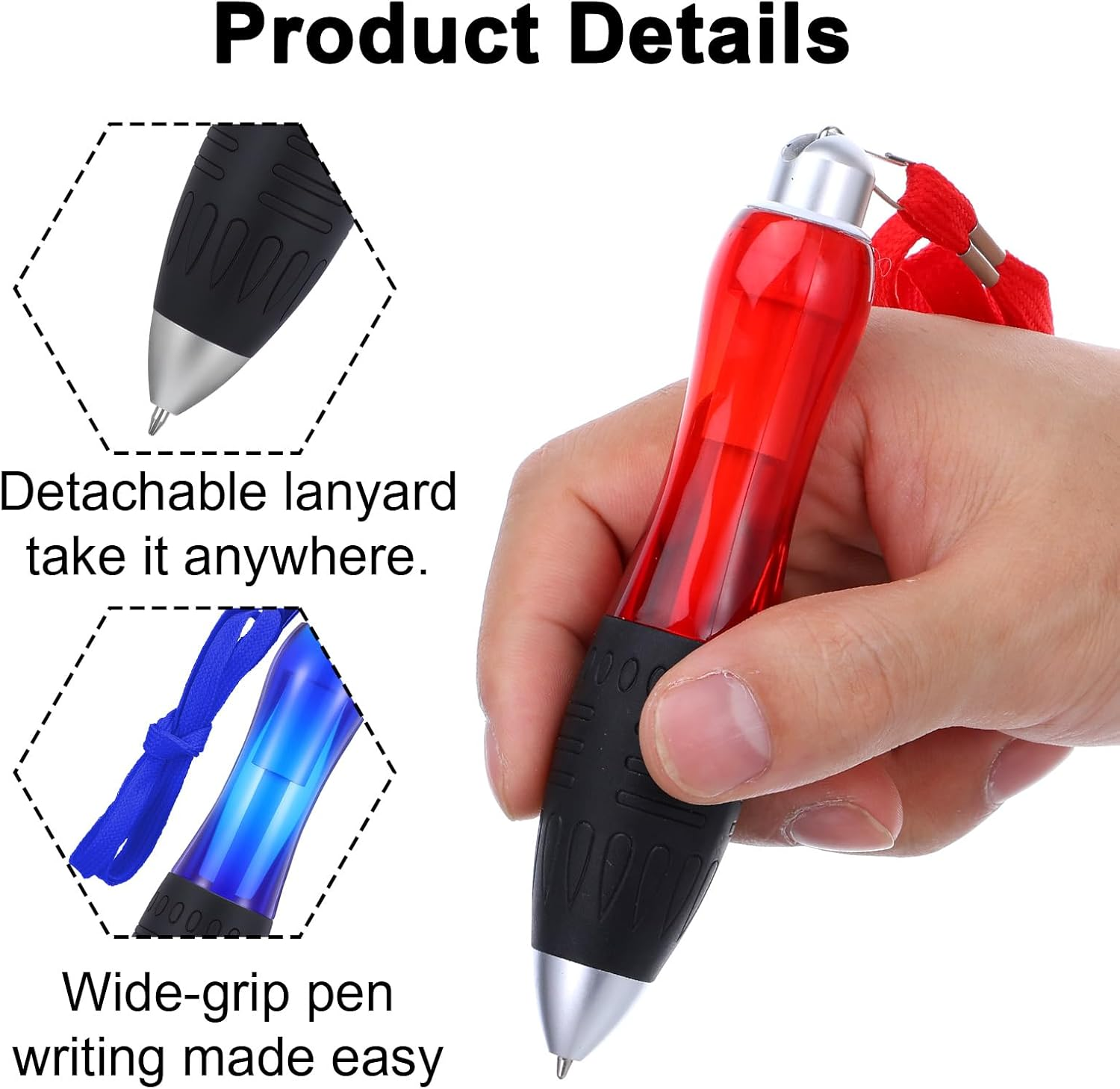 Gjinxi Pack of 15 Large Thick Ballpoint Pens, Heavy Weighted Pen with Large Wide Grip for Tremor Arthritis, Weak Grip Strength Parkinson'S Disease (3 Pens + 12 Refills) image number 3